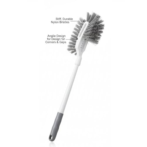 Image of Pack of 2 Toilet Cleaning Brush with Adhesive Wall Mount Hooks | Multipurpose uses for Bathroom Floor Tile Brush, Toilet Bowl Brush for Western & Indian Toilet | Durable Nylon Bristles Toilet Brush