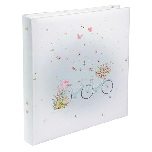 goldbuch 08 042 Hochzeitsalbum Floral Tandem, Fotoalbum mit 60 weißen Seiten und Pergamin-Trennblättern, Erinnerungsalbum mit blumigem Tandem-Motiv, Photo Album für Liebespaare, ca. 30 x 31 x 4 cm