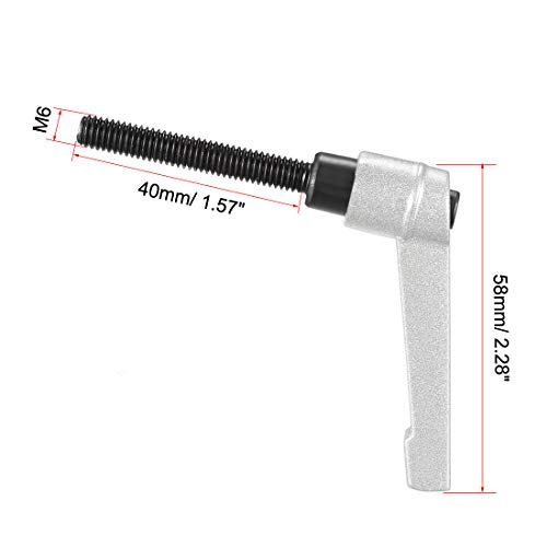 Image of uxcell M6 x 40mm Handle Adjustable Clamping Lever Thread Push Button Ratchet Male Threaded Stud Knobs Quick Release Screw Handles Bolts with Locking Lever Silver Tone 3pcs