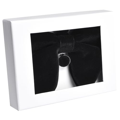 Image of GUSLESON Mens Solid Plaid Velvet Pre-tied Adjustable Bow Tie and Pocket Square Cufflink Set with Gift Box