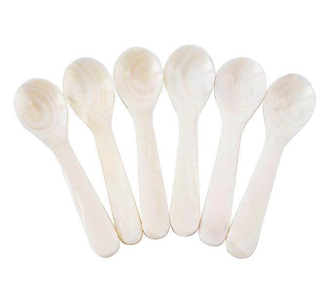 ACHUTYA VIKLAP - Caviar Spoons, Mother of Pearl, 10 cm Length, for Caviar, Egg, Ice Cream, Salt, Coffee Serving, Restaurant Serving (one pc)