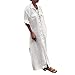 Produktbild iCerber Damen Große Größen Langarm Umlegekragen Elegant Lang Halber Ärmel Einfarbig Baumwolle und Leinen Freizeitkleid Partykleid Maxikleid mit Knopf S-5XL(4XL,Weiß)