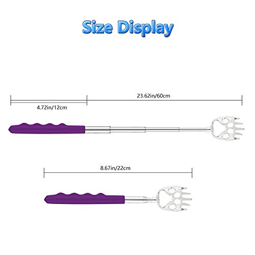 6 Pack Telescoping Back Scratcher - Bear Claw Back Scratchers - Portable Extendable Backscratcher with Rubber Handles in Black, Blue, Green, Purple, Red, Pink Color