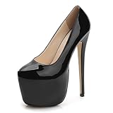 18CM/7.08IN Women's Closed Toe Platform High Heels Stiletto Dress High Heeled Wedding Party Office Pumps Shoes,Black,10.5