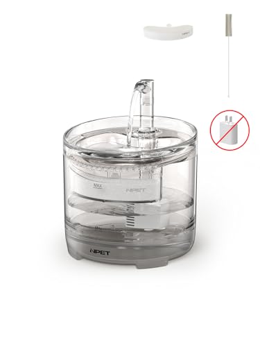 Image of NPET Resin Cat Foutain, 54Oz /1.6L Automatic Cat Water Fountain | Bottom Suction Ultra Quiet Pump For Cats & Small Dogs Without Adapter (Wf050Tp)