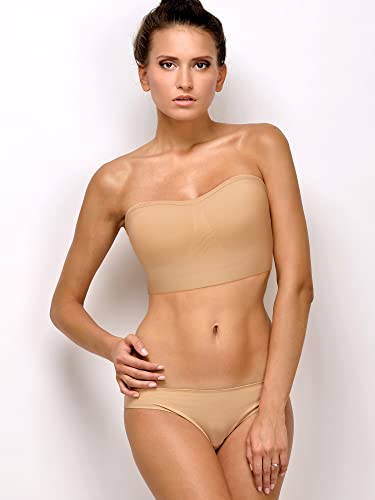 3 Pack Bandeau Bra, Padded Strapless Bras With Slip Silicone Seamless Bra Sports Tube Top Bralette For Women (Large) #TOP1