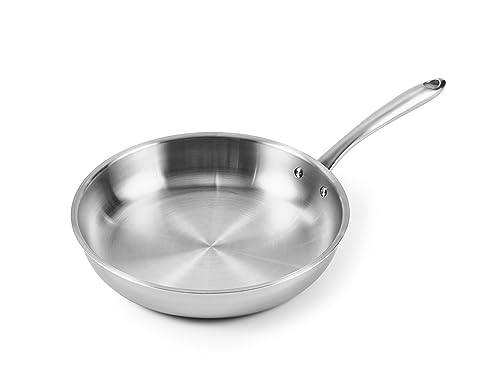 CHEF TOPF 5-Ply Stainless Steel Frying Pan, Full 5-Ply Clad, Brushed, Induction Cooking Pan, Oven Safe, Dishwasher Safe (12'' Stainless Steel Frying Pan)