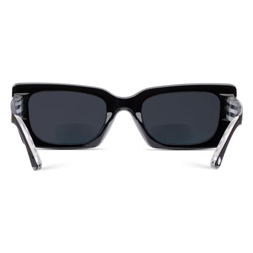 Peepers by PeeperSpecs Women's Skipper Bifocal Sunglasses Rectangular, Black, 1.50 + 1.54