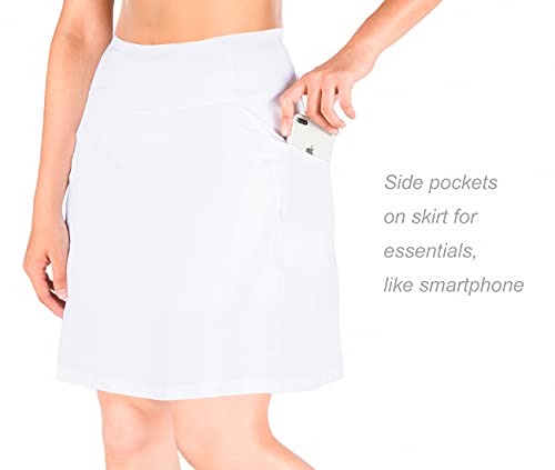 Image of Yogipace Women's 4 Pockets UV Protection 20 inch Modest Knee Length Skirt Athletic Running Golf Tennis Skort Zippered Pockets