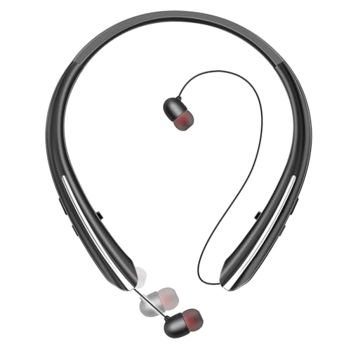 Image of Gardway Neckband Bluetooth Headphones, Bluetooth 5.4 Wireless Headphone with Retractable Earbud,16Hrs Playtime, IPX5 Sweatproof, Around The Neck Headphones Stereo Headset