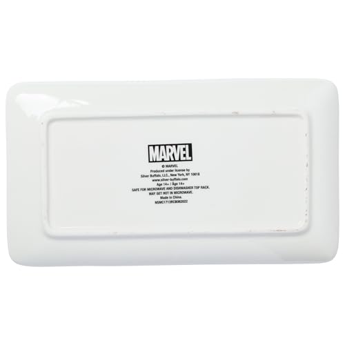 Image of Silver Buffalo Marvel Avengers Featuring Hulk, Iron Man, Captain America, Thor, Black Panther, and Spiderman Ceramic Sushi Set with Dipping Sauce Dish and Matching Chopsticks