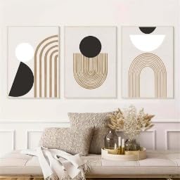 Tableaux minimalistes abstraits 70x100 cm set de 3 toiles géométriques à lignes lianyibo - 2