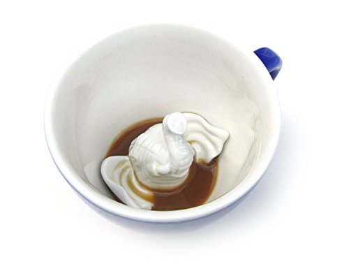 creature cups Elephant Ceramic Cup (11 Ounce, Cobalt Blue) - Hidden Animal Inside - Holiday and Birthday Gift for Coffee & Tea Lovers