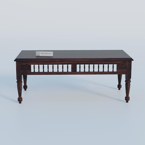 Image of Jangid Handicraft Solid Wood Coffee Table for Living Room | Wooden Center Table | Rectangular Coffee Table | Tea Table for Sofa | Modern Sofa Table for Hall | Sheesham, Walnut Finish