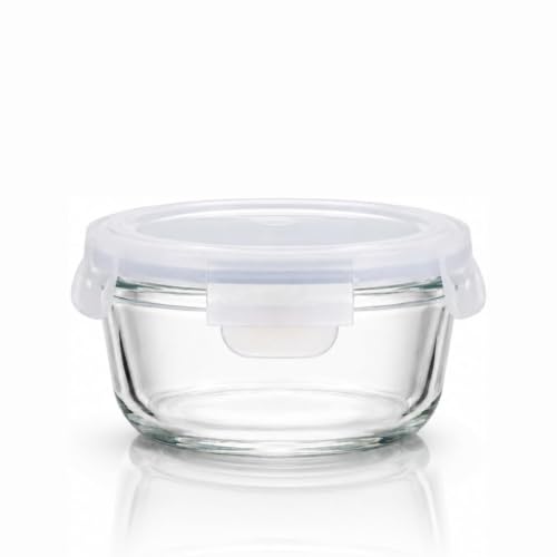 Mini Pote Hermético Vidro Premium 130ml Redondo c/ 4 Travas