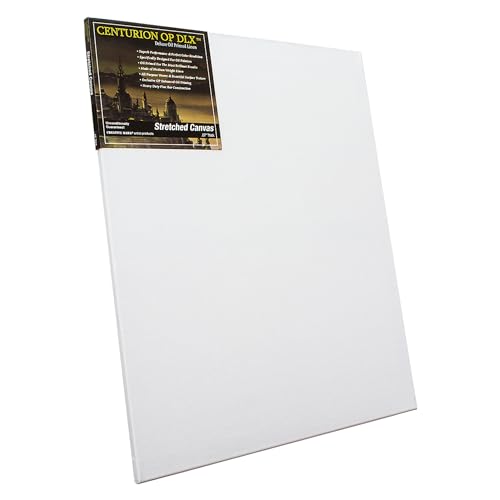 Centurion Deluxe Oil Primed Linen Stretched Canvas - Enhanced Oil Priming for Superb Performance & Color Retention - Single 18x24