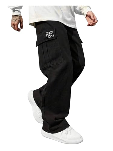 Men's Hip Hop Cargo Pants Number Graphic Drawstring Baggy Track Pants with Pockets2