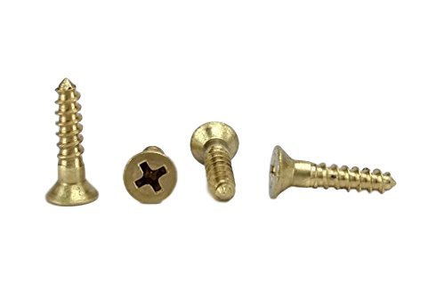 #8 x 3/4" Solid Brass Flat Head Philips Wood Screw (1/2" to 1-1/2" in Listing), 100 Pack (#8 x 3/4")