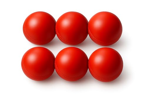 Image of Kizlo 80GM Heavy Plastic Cricket Training Ball - Hard Plastic Unbreakable Ball for Bowling, Batting & Bounce Drills (Red, Set of 6)