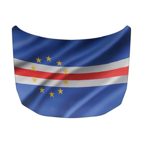 Image of Car Hood Cover Cape Verde Flag Print Car Hood Protector Waterproof Universal Automotive Exterior Accessories Patriotic Decorations for Compact Vehicles Sedans Trucks SUVs for Sports Events