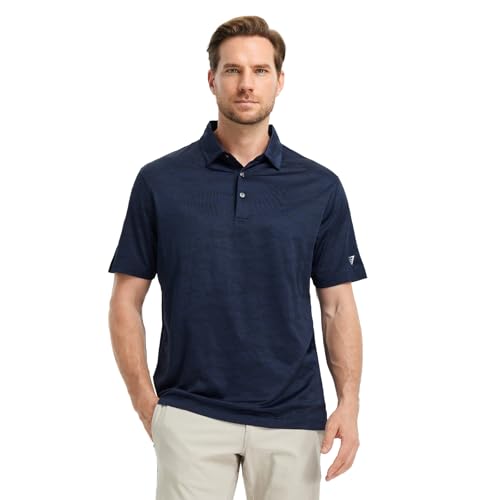 M MAELREG Golf Shirts for Men Short Sleeve Heather Jacquard Textured Stretch Moisture Wicking Performance Mens Polo Shirts2