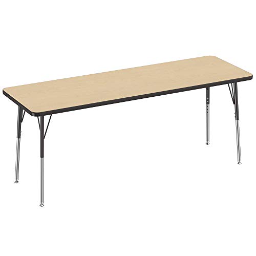 FDP 24" x 72" Rectangle Table with Swivel Glide Legs - Maple/Black