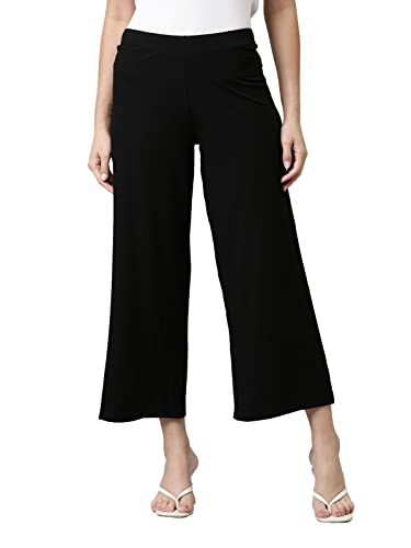 Image of GO COLORS Soft Rayon Blend Rib Palazzo Full Length for Women| Breathable, Mid Rise