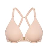 DELIMIRA Women's Inbarely Plus Front Closure Bras Racerback No Padding Full Coverage Plus Size Underwire Bra Beige 38C