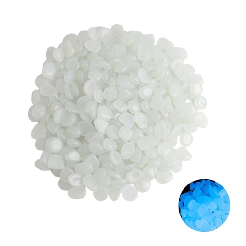 300 Stück Leuchtsteine, Weiß leuchtende Kieselsteine,Leuchtende Steine, Leuchtsteine Garten, Fluoreszierende Kieselsteine für Garten, für Aquarium, Gartengestaltung, Wege und Pflanzentöpfe
