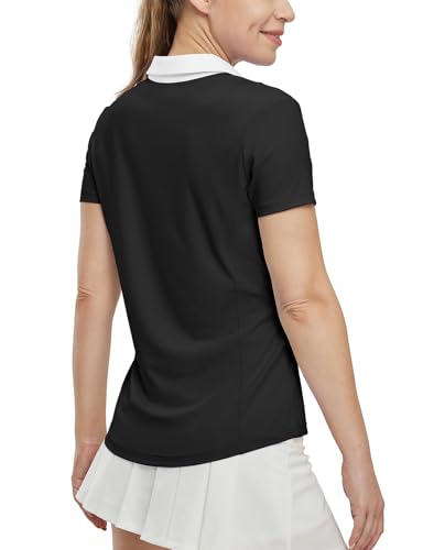 Image of BGOWATU Women's Short Sleeve Golf Tennis Polo Shirts V Neck Collared Workout Tops UV Protection Dry Fit