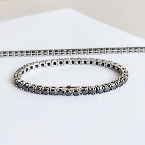 Pulsera de Tenis Moissanite Negro 3-5mm Acero Inoxidable miniatura 3