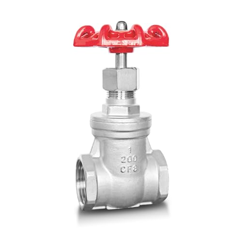 1" NPT Stainless Steel Gate Valve, Heavy Duty Female x Female Thread Manual Rotary Sluice Valve with Wheel Handle for Water, Oil, Gas, Industrial Plumbing, and HVAC Systems (1", DN25)
