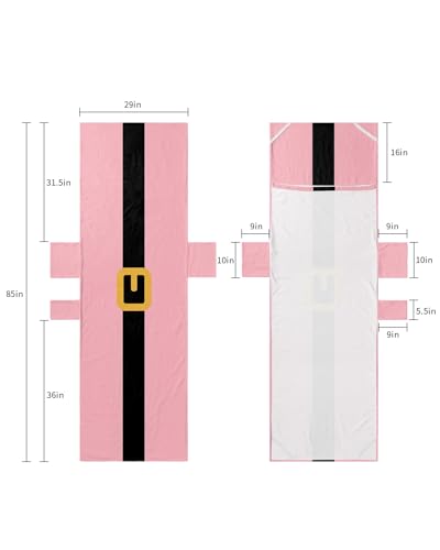 Pink Christmas Beach Lounge Chair Towel Cover, Soft Chaise Lounge Towel with Side Pockets Patio Pool Chairs Cover for Beach/Pool Sunbathing 29x85 Xmas Santa Belt Merry Christmas