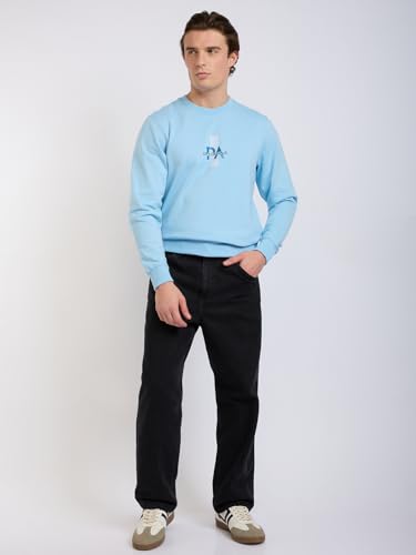 Image of Park Avenue Men Full Sleeve Slim Fit Print Pattern Cotton Polyester Blend Regular Neck Regular Neck Casual Sweatshirt
