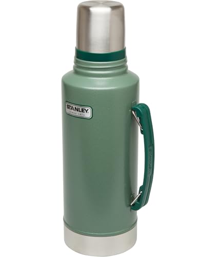 Image of Stanley Heritage Classic Vacuum Bottle with Handle 2.0 qt | Wide Mouth with Leakproof Cup Lid | Keep Drinks Hot Cold for Travel-| Insulated Stainless Steel -| BPA-Free-| Hammertone Green,(Pack of 4)