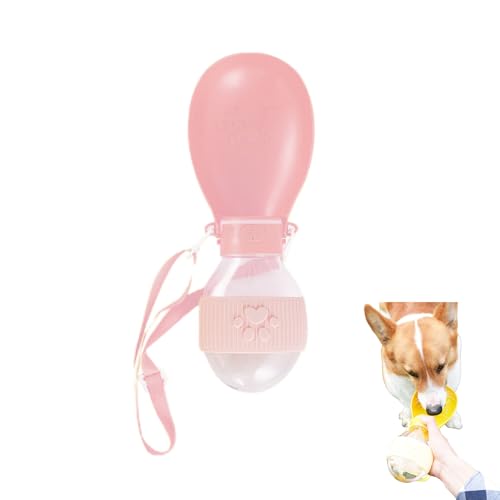 ペット用水筒 外出 携帯水瓶 ワンタッチで水が出る アウトドア随行カップ 広い水槽 高温に耐え ミニ 調節ストラップ 折りたたみ水飲みカップ 猫の自動給水器 旅行水筒 牛乳瓶 戻し可能 犬用水瓶 分解しやすく清潔 滑り止めシリカゲル (ピンク, 350ml