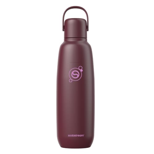 Image of sodastream Fizz & Go Cool, Stainless Steel Carbonated Water Bottle 0.9L, Insulated Metal Bottle for Sparkling Water, Compatible with TERRA, ART, ENSO & More in Pomegranate