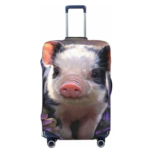 Piglet In The Purple Flowers Elastic Travel Luggage Covers Dustproof Scratch-Resistant Suitcase Protector Fit 22-24 Inch