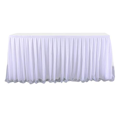 Flameer tafelkleed tule tafelrok wit voor babyshower, bruiloft, verjaardag, kinderverjaardag - Image 5