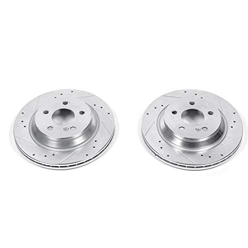 Image of PowerStop Evolution Rear Brake Rotors For Mercedes-Benz CL500 1999-03 |S430 2000-06 |S500 2000-06 - Drilled and Slotted Performance Disc Rotors Upgrade, EBR1051XPR
