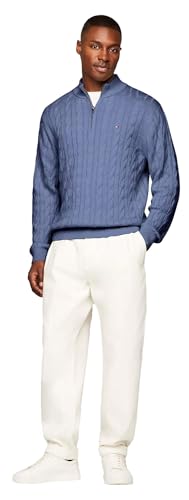 TOMMY HILFIGER Men's Signature Cable Kint Quarter Zip Pullover Sweater 2025 Collection2