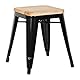Bolero Bistro Hocker mit Holzsitzpolster Schwarz (4er Pack)