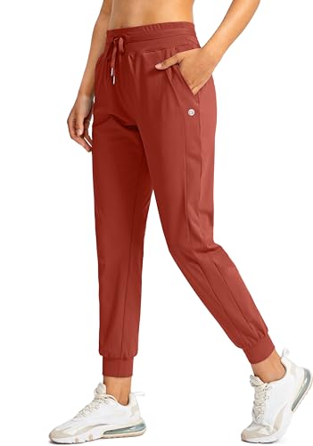 G Gradual Women's Joggers Pants with Zipper Pockets High Waisted Athletic Tapered Sweatpants for Women Workout Lounge (Savannah Red, Medium)