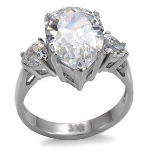 Women's Stainless Steel Clear Princess Cubic Zirconia Engagement Ring
