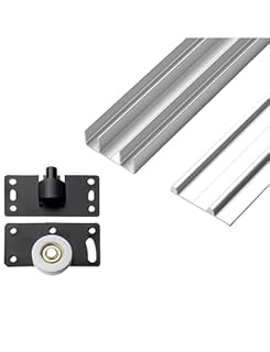 Sliding Door Track Kit - Triple Rail Aluminium Sliding Wardrobe Door Track for Cabinet Glass Doors(Silver,140cm/4.6ft)
