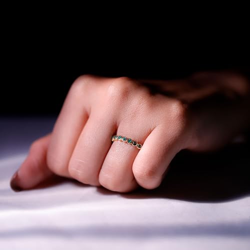 Real Emerald Half Eternity Band for Women, AAA Quality, Certified Emerald Anniversary Ring (Ready to Gift)4
