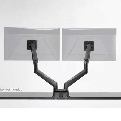 Image of Frido ErgoLuxe Dual Monitor Arm Desk Mount, Height Adjustable Gas Spring VESA Monitor Stand with Independent Tilt, Swivel & Rotation, Supports Two 17-27 Inch Monitors, Heavy Duty Steel | 2-10kg, Black