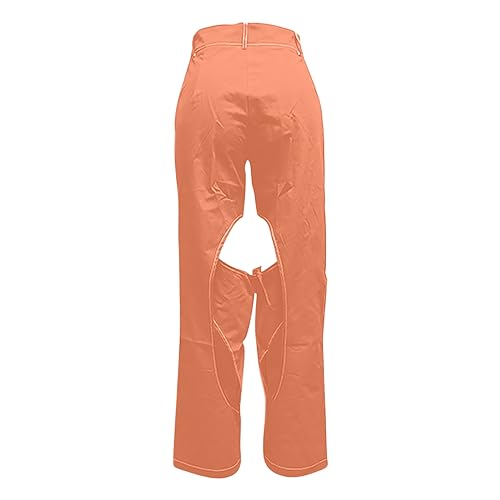 Oplxuo Fashion Pants for Women Cut Out Straight Leg High Waisted Pants Casual Loose Stretch Workout Trousers with Pockets4