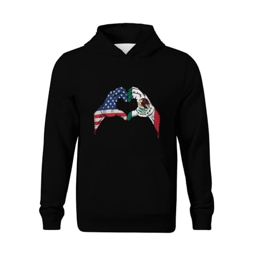 Kids Mexico Flag Vintage Mexican Roots American Boys Girls Lightweight Kangaroo Pocket Fleece Hoodies2