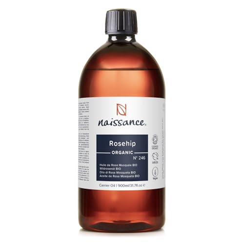 Naissance Organic Rosehip Seed Oil (Rosa Canina) (no. 246) - 900ml - Natural, Certified Organic, Vegan - for Face Skin, Hair, Body